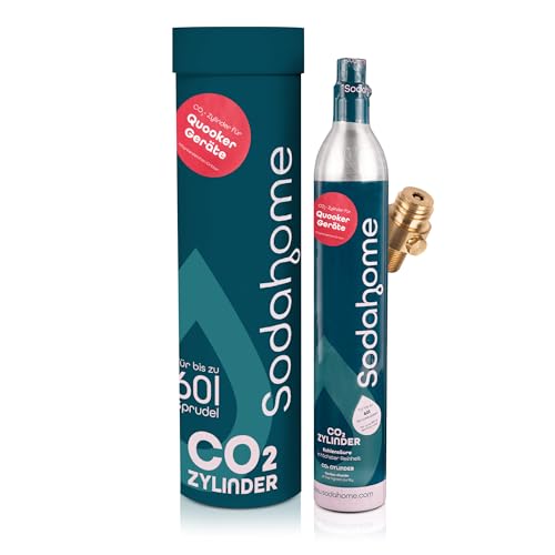 Sodahome CO2 Zylinder für 60L Sprudelwasser - Kompatibel mit allen Quooker Geräten - Kohlensäure Zylinder zum Einschrauben für Sprudelwasser - geprüft & abgefüllt in Deutschland