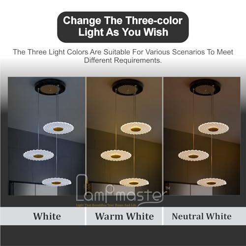 Image of Lampmaster 3 para Pendant Light | Modern Hanging Ceiling Lamp with Antique Gold Finish | Warm White Glow | Decorative Acrylic Chandelier for Living Room, Dining Room, Bedroom, Restaurants & Interior