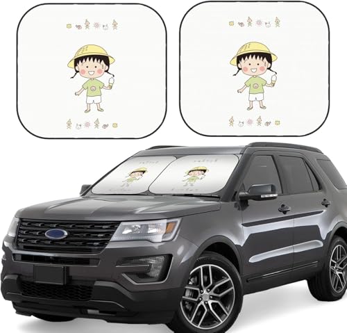 ちびまる子ちゃん (1) 車用サンシェード サンバイザー 日よけ 紫外線対策 カーサンシェード 四季兼用 車用品 折畳み 便利 遮光 断熱 吸盤4個付