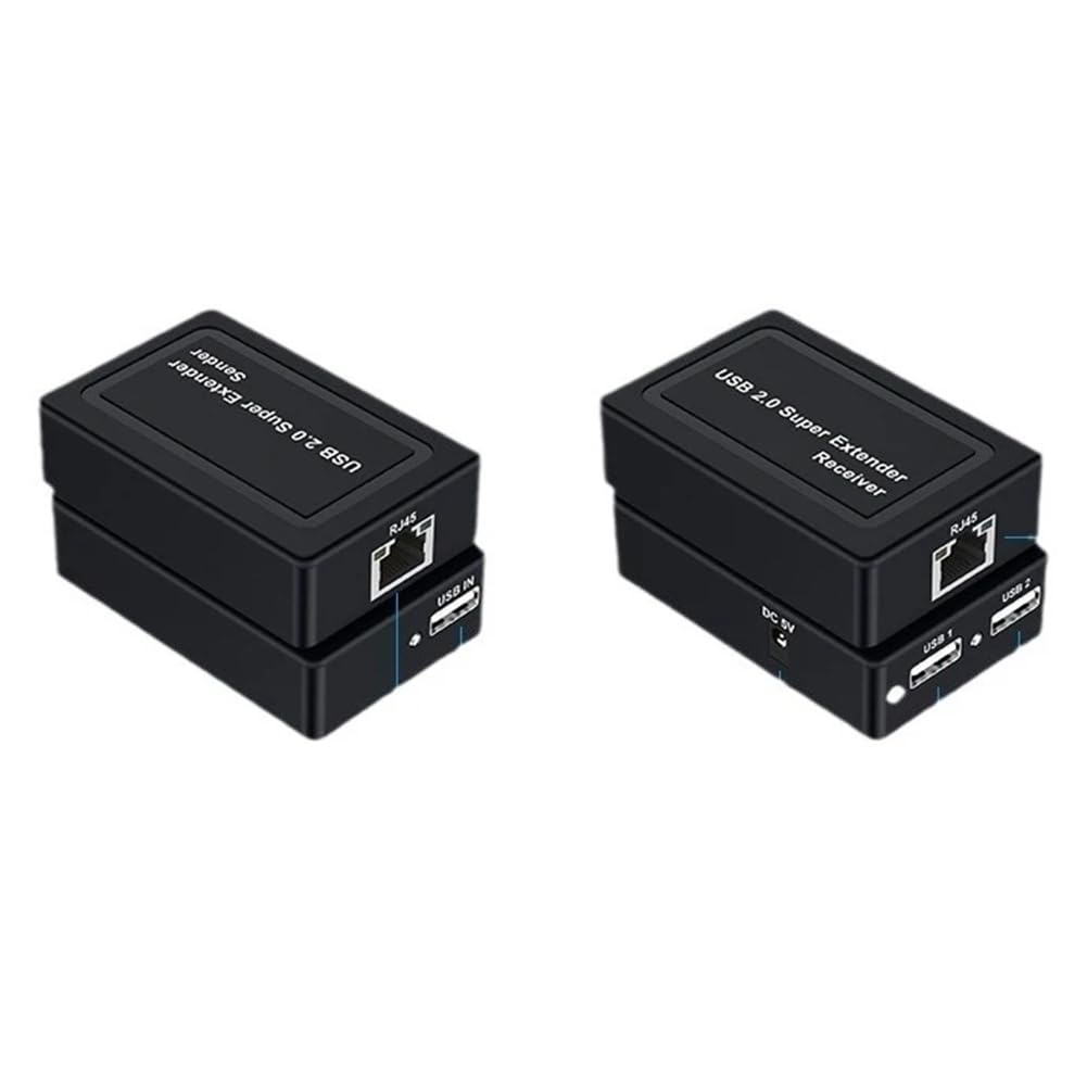 Extender USB 2.0 100M 2 Porte Tramite di Rete Ethernet RJ45 Cat5e Cat6 per Webcam, Telecamera, Mouse, Stampante, Spina UE