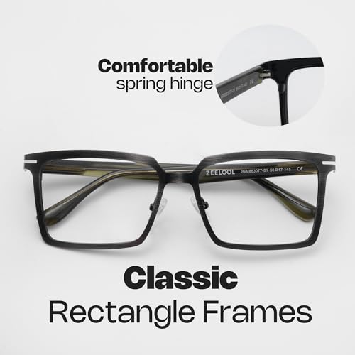 Image of Zeelool Blue Light Glasses for Men Classic Rectangle Blue Light Blocking Glasses TV Phone Computer Gaming Glasses Sharma ZJGM883077-01 Black