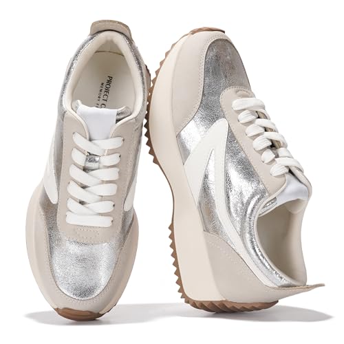 Image of Project Cloud Womens Sneakers - Memory Foam Insole and Lightweight Spring Shoes - Non-Slip Lace Up Trendy Shoes - Fashion Sneakers for Women 2026