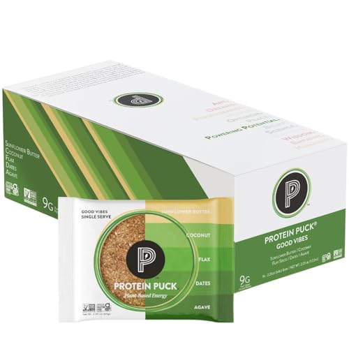 Protein Puck Plant Based Bars 16 Count 2.25 oz Single Serve Good Vibes