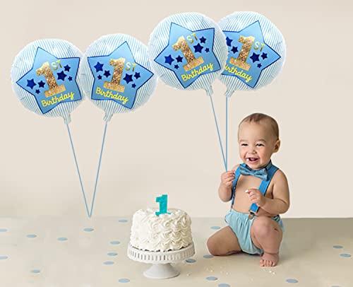 Image of AMFIN (Pack of 4) Happy Birthday Foil / 1st Birthday Decoration item /Boy Decoration Balloon /Foil Balloon Birthday /Theme Birthday Star