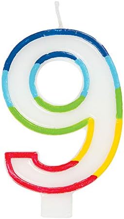 Unique Party 19943 Birthday Candle Number 3-5.9" | Rainbow Border | 1 Pc