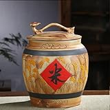 Diodceraic Keramischer Reisbehälter, Klassische Chinesische Lebensmittelverteiler, Keramischer Reisschüssel, Klassische Lebensmittelverteiler Für Reis, Mehl Und Tierfutter(15KG)