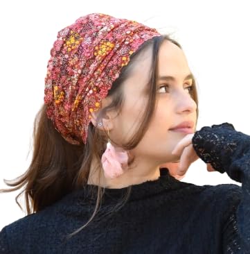 Stunning Flowering Embellished Lace Headband Bandana, Tichel, Head Covering, Scarf, Half Covering, Pre-tied, Loss Hair, Chemo