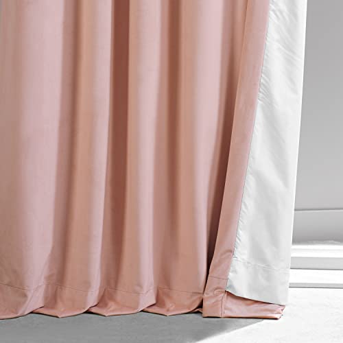 Image of HPD Half Price Drapes Signature Plush Velvet Blackout Curtains for Bedroom (1 Panel), 50W X 96L Hotel Black Out Curtains for Living Room, Thermal Insulated Blackout Curtains, Apricot Blossom