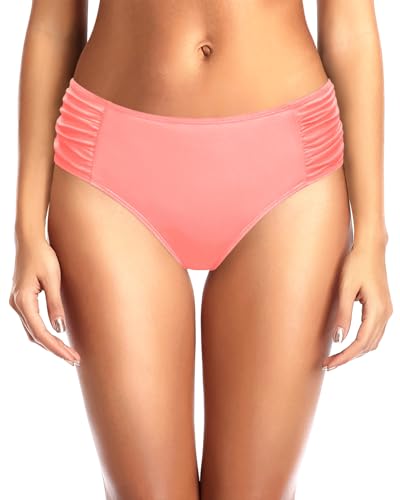 Image of Tempt Me Women Bikini Bottoms Mid Waist Bathing Suit Swimsuit Ruched Swim Bottom