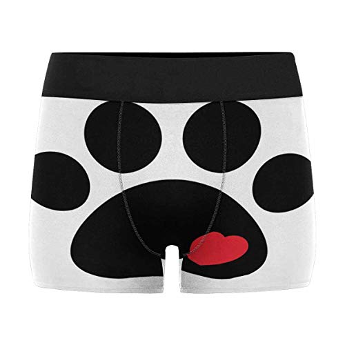 INTERESTPRINT Custom Men's Novelty Boxer Briefs Underpants Dog Paw Footprint Heart Icon Logo