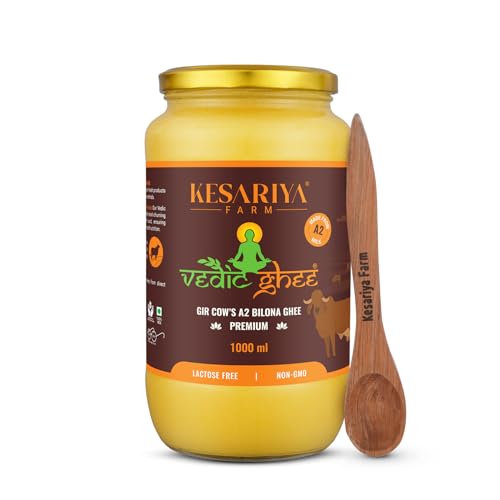 Vedic Ghee Premium A2 Gir Cow Cultured Desi Ghee from Kesariya Farm | Vedic Bilona Two Way Churned |...