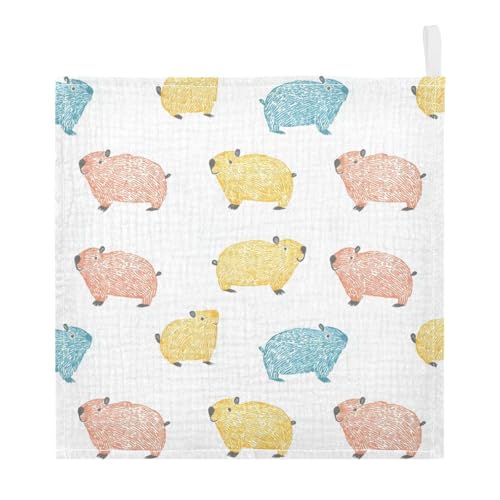 vvfelixl Baby Muslin Washcloths Outline Water Rat Baby Burp Cloths Cotton Babys Face Towel for Newborn Infants Boys Girls Soft and Absorbent 11.8 X 11.8 in, 3 Pack - Main Image
