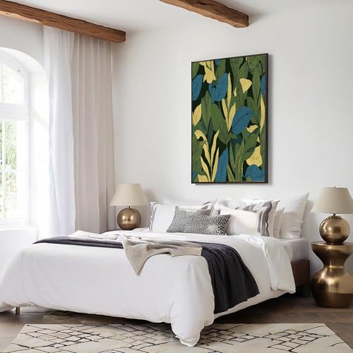 Lienzo de jungla botánica para decorar un salón moderno con estilo verde oliva 4
