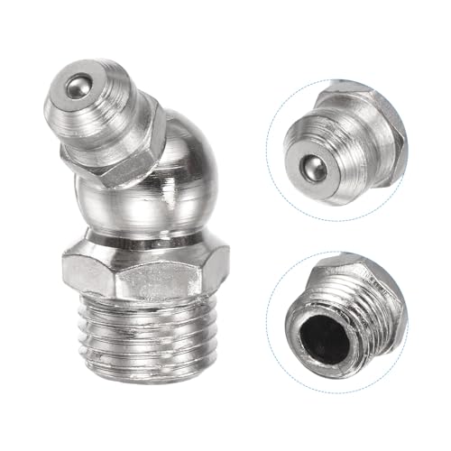 Image of uxcell Nickel-Plated Iron 45 Degree Grease Fitting M10 x 1mm Thread Hydraulic Grease Fitting Accessories, 40Pcs