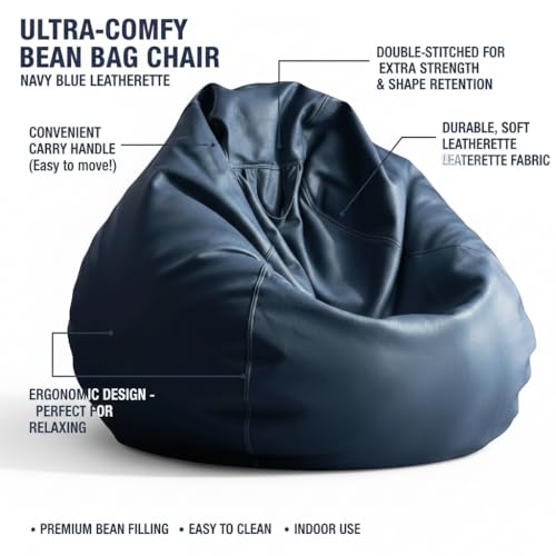 Image of 4XL Tear Drop Bean Bag Cover with Handle (Without Beans) Premium Faux Leather Bean Bag Chair Cover for Adults & Kids Comfortable Lounge Bean Bag Sofa for Living Room & Bedroom