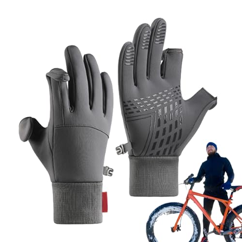 Guantes De Ciclismo: Guantes De Ciclismo A Prueba De Viento, Pares Sin Dedo Térmico | Equipo De Viaje con Lana De Uso Amplio para El Viaje De La Temporada De Frío, Senderos Al Aire Libre, Deportes De