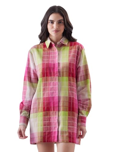 Image of The Souled Store Popsicle Women Full Sleeve Oversized Fit Cotton Multi Color Dresses