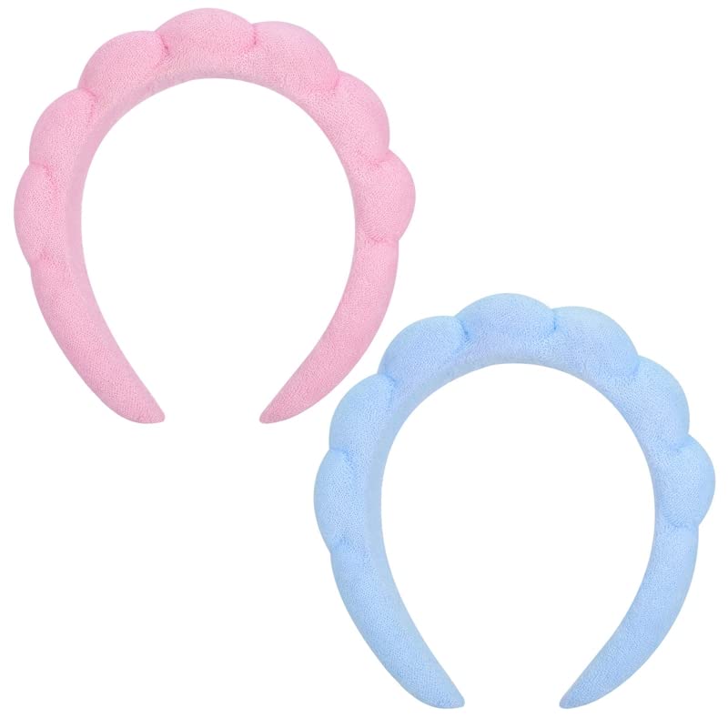 Bestomrogh2PCS Spa Headband, Puffy Skincare Headband Spa Headbands for Women Makeup Headbands Face Washing Makeup Removal Shower for Women and Girls