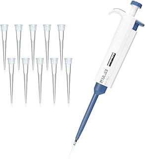 Single Channel Pipettor with Pipette Tips Offered, 1pc of Adjustable Volume Micro Pipette with Vol.Range.0.5-10μl, 1000pcs of Vol.10μl Pipette Tips in Neutral Color, ULH1019