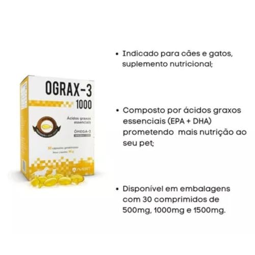 Suplemento Ograx 3 1000 Ômega-3 Para Cães 30 Cápsulas Avert