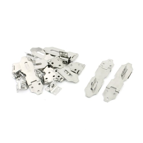 Image of sourcingmap 10pcs Drawer Security Stainless Steel Padlock Hasp Staple Set 8.8cm