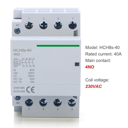 Contacteur rail DIN 4 pôles 40A 4NO AC 230V monophasé triphasé