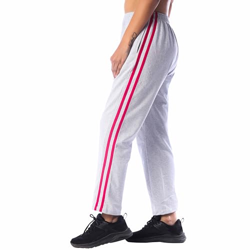 Image of London Hills Women's Regular Fit Mid Rise Cotton Blend Joggers Track Pants Striped Track Pants