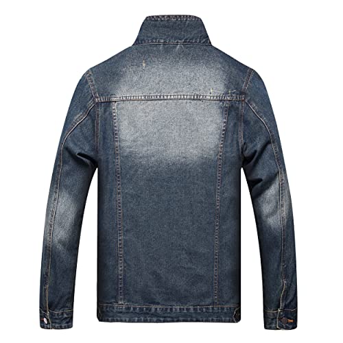 Qimyum Jean Jacket For Men, Distressed Slim Denim Jacket (X-Large, Blue2803) #TOP1
