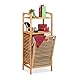 Relaxdays Badregal mit Wäschekorb, herausnehmbare Faltbox aus Stoff, Regal aus Bambus, HBT 95 x 40 x 30 cm, natur/grau