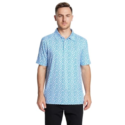 Image of Golf Shirts for Men Dry Fit Short Sleeve Print Performance Moisture Wicking Polo Shirt