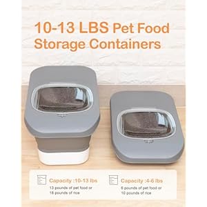 10-13 Lbs Rice Food Container, Collapsible Food Storage Containers with Airtight Lid, Pet Food Scoop and Silicone Dog Bowl, Dog Food Storage Container for Dry Food