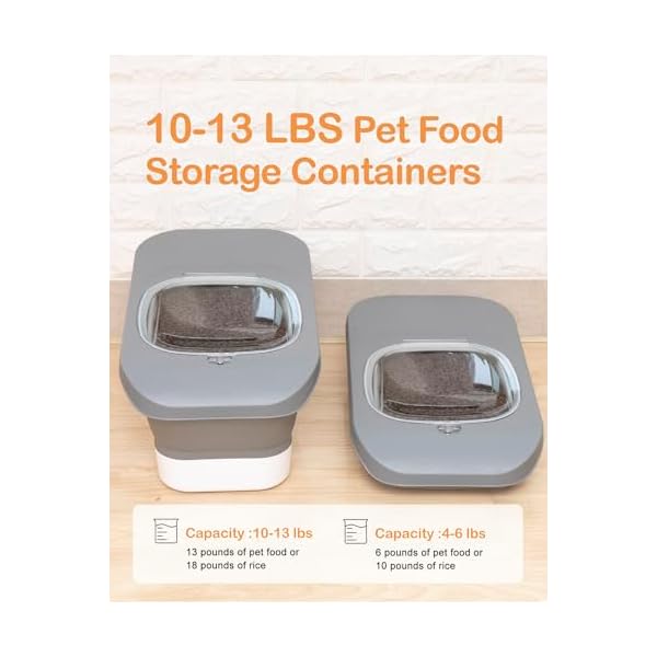 DDMOMMY 10-13LBS Dog Food Storage Container, Cat Food Container Airtight, Pet Food Container with Scoop and Silicone Dog Bowl,Cat Food Storage Container Dry Food