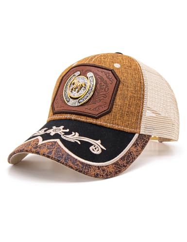 Image of TOPACC Western Trucker Hat for Men Women Cowboy Country Hat Snapback Cap | Novelty Baseball Cap Adjustable Vintage Embroidered Cowgirl hat for Rodeo Western Outfit