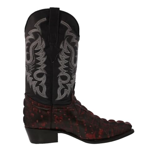 Texas Legacy Mens Black Cherry Western Cowboy Boots Crocodile & Ostrich Print2
