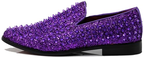 Image of SPK70 Men's Vintage Spike Dress Loafers Slip On Fashion Shoes Classic Tuxedo Dress Shoes