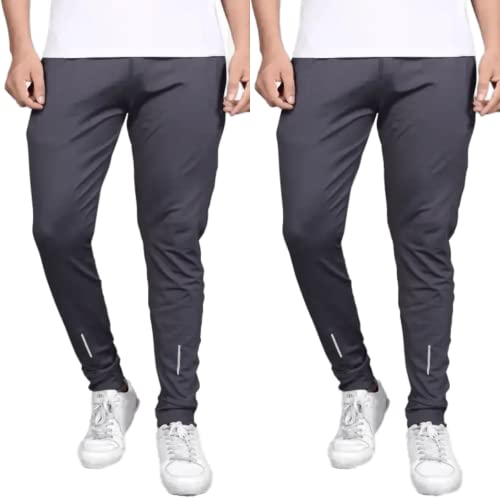 Men's Regular Fit Track Pants Combo for 2 Pic (S, Dark Grey/Army Green