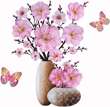 GS E-Com 3D Vase Wall Stickers Stereo Flower Wall Decal Pink Superposition Floral Wall Decor Removable Waterproof Wall Art for Bedroom Living Room Offices Study Room Home Decoration (B0CQMHR7NY) Amazon Price History, Amazon Price Tracker