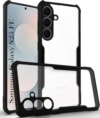 Image of Jkobi Hybrid Back Cover Case for Samsung Galaxy S25 FE (Shockproof with Polycarbonate Clear Panel | Professional Black)