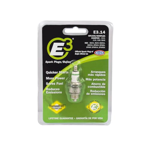 E3 Spark Plugs E3.14 Premium Spark Plug for 2- and 4-Cycle Engines, Enhanced Performance and Fuel Efficiency, 14mm, 0.500' Reach, Pack of 1