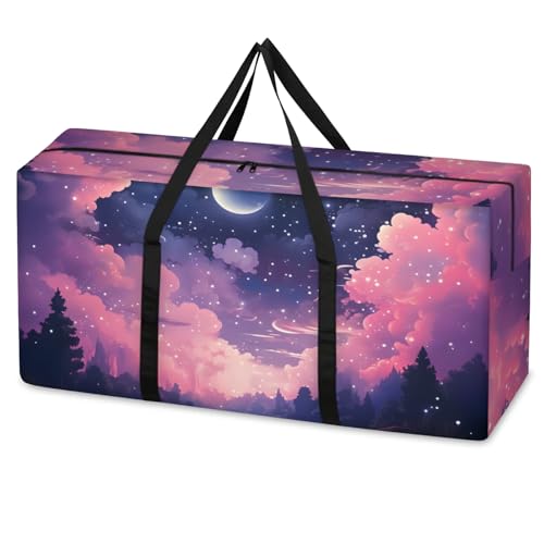 Colorful Galaxy Extra Large Moving Bags Heavy Duty Storage Bags Mystical Galaxy Cloth Wrap Around Handles Double Zipper Reusable Convenient Foldable Storage Tote for Travel Camping Space Save