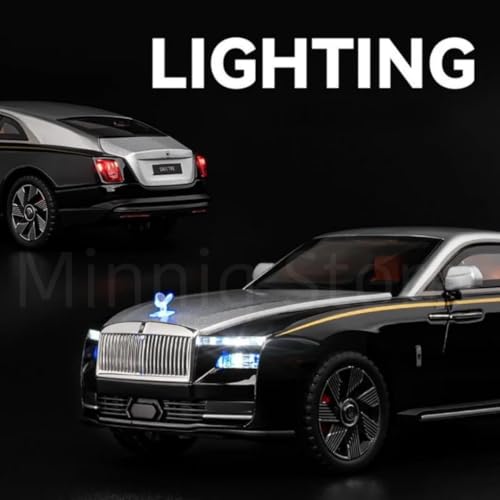 Image of 1:24 Rolls-Royce Spectre Diecast Metal Pull Back Car with 6 Openable Doors with Sound and Light Toy Decoration car Best Gift Toys for Kids (1.24 Rolls Royce Spectre - Multicolor)