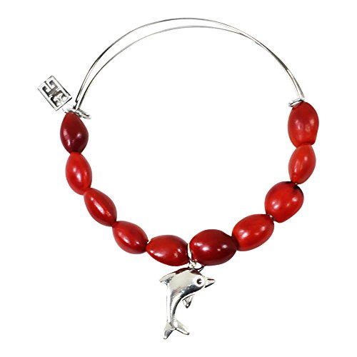Image of EVELYN BROOKS Adjustable Bangle Bracelet (Multiple Charm Styles) for Women-w /Meaningful Good Luck Seed Beads - Handmade Jewelry | Great Gifts for Teen Girl Gifts & Great Addition to Girls Jewelry
