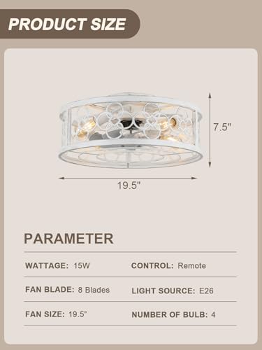 Image of Caged Ceiling Fan with Lights and Remote