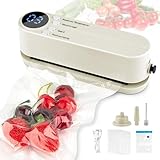 真空パック機 フードシーラー【2025年モデル】真空パックん 4IN1真空シーラー 全自動 USB 式真空パック器 吸収力60kPa 家庭用 多機能 高耐久性 シールのみ/脱気＆シール/インフレータブル 軽量 操作簡単 小型 低騒音 日本語説明書 ホワイト袋x5 (黄色)