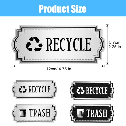 Image of 16Pcs Trash and Recycle Stickers,Recycle Stickers for Trash Bins Waste and Recover Decals Garbage Can Indoor Outdoor Garbage Can Home Office Kitchen Apartment Hotel