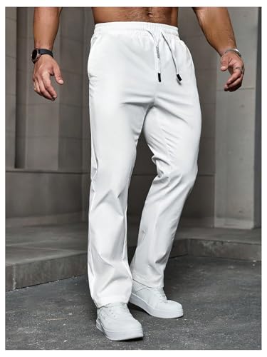 SOLY HUX Men's Casual Pants Drawstring Elastic Waist Straight Leg Pants with Pockets4
