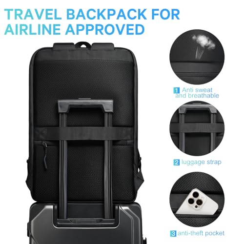 Image of FUTURE AESTHETICS Business Commute Backpack for Men and Women, Waterproof 15.6 Inch Laptop Backpack, Durable Flight-Approved Travel Backpack for Work /College, Black