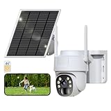 runofast 4G LTE Cellular Security Camera, Wireless Solar Powered No WiFi Needed Outdoor Camera Built-in SIM Card,Pan Tilt, 2K HD Night Vision,2-Way Talk,Motion Detection, Remote Access