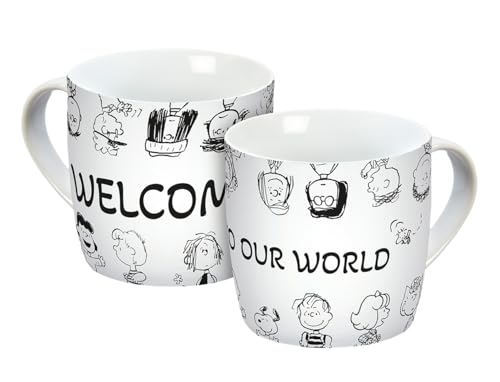 Tasse Peanuts Comic Edition 300ml, Porzellantasse, Kaffeetasse, Kindertasse, Porzellan, Gedalabels, Weiß mit Schwarzen und Roten Akzenten