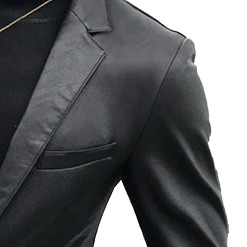 Chaqueta de cuero para hombre estilo blazer slim fit miniatura 3